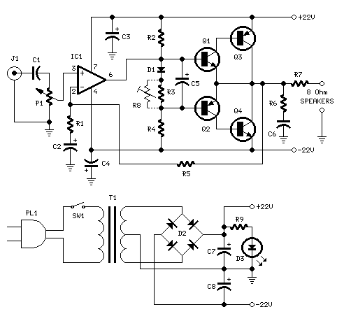 18W Audio Power Amplifier Circuit
