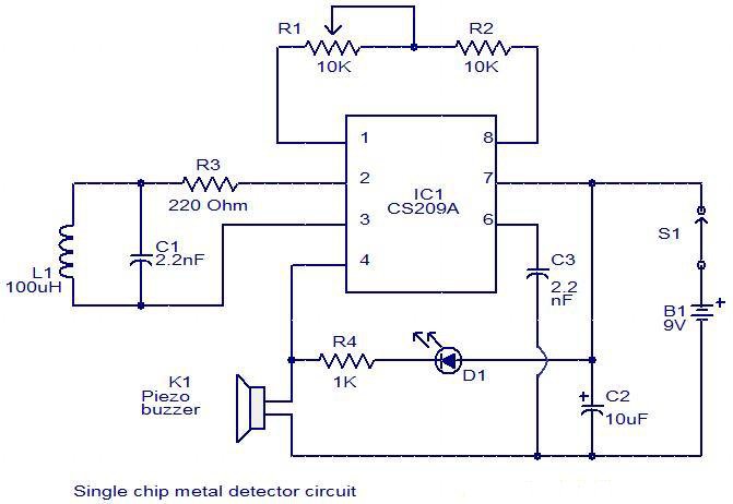 simple single chip metal detector circuit